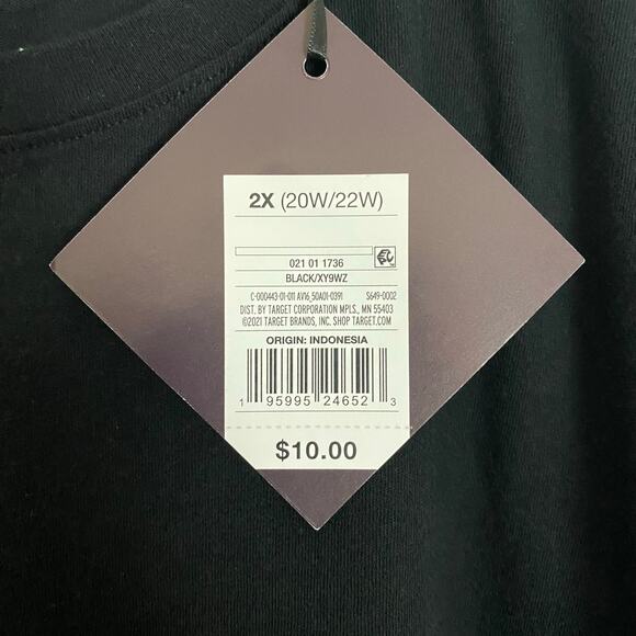 Ava & Viv 2X Black Plus Size T-Shirt Relaxed Fit New With Tags Casual Tee - Picture 5 of 7